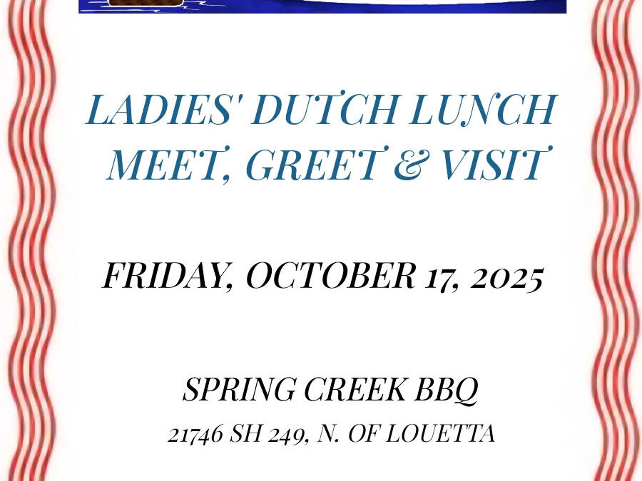 Upcoming Dutch Lunch Friday, October 17, 2025