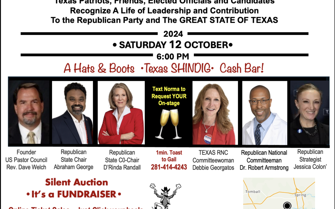 “A Texas ShinDig/Gala” Fundraiser – October 12, 2024 (Ticket prices increase Sept 28th)